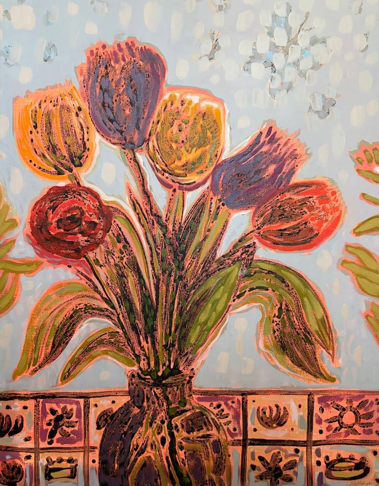 The tulip bouquet Painting by Stéphanie De Malherbe | Saatchi Art Hong Kong