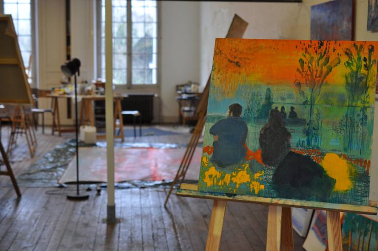 Original Abstract People Painting by Stéphanie De Malherbe