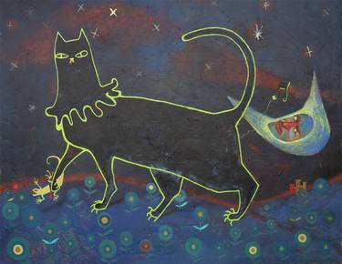 Original Contemporary Cats Paintings by Maria Castro Alonso