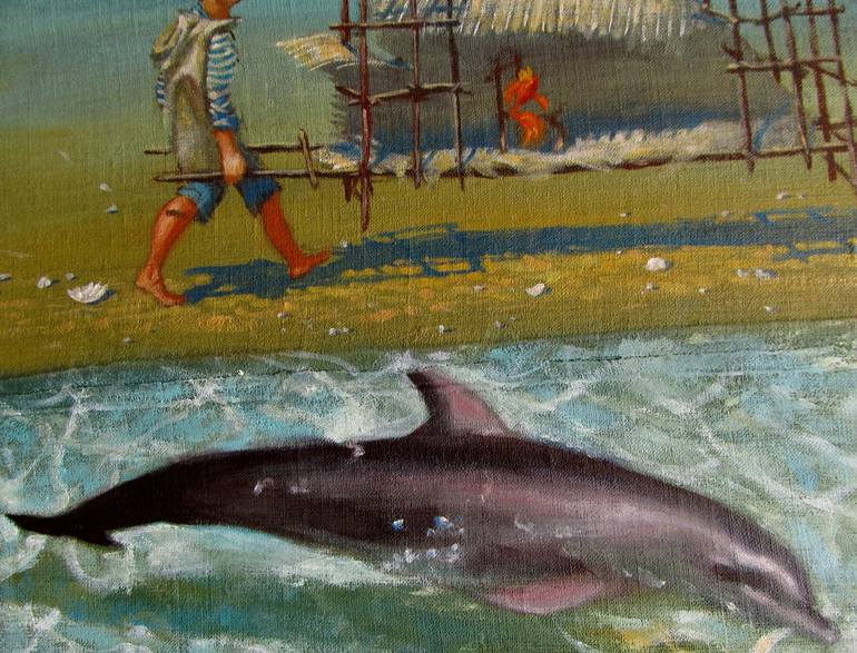 Original Surrealism Beach Painting by Sergey Roy