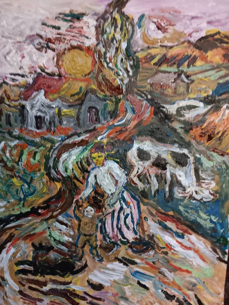 Original Expressionism Rural life Painting by Richio Galvez
