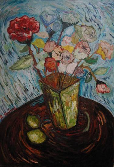 Original Expressionism Floral Paintings by Richio Galvez