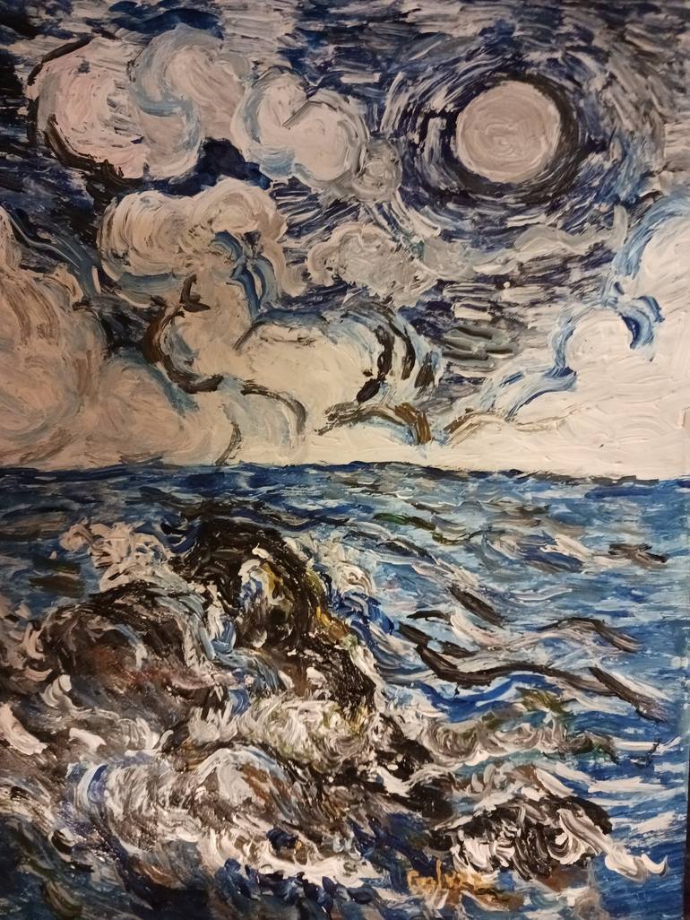 Original Expressionism Seascape Painting by Richio Galvez
