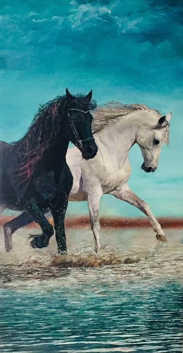 Original Fine Art Horse Painting by KATA DEAN