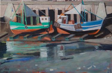 Fishing boats in Honfleur France thumb