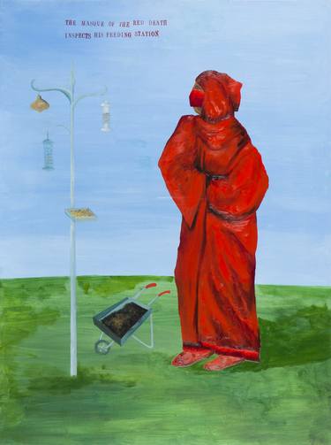 Saatchi Art Artist alan birch; Paintings, “The Masque of the Read Death inspects his bird feeding station!” #art