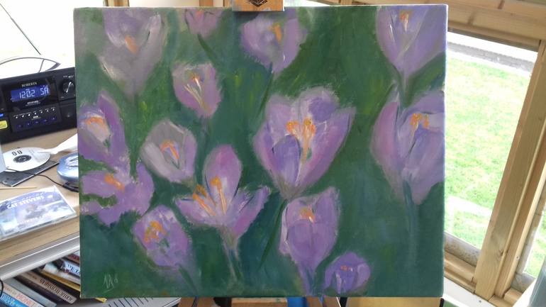 Original Impressionism Floral Painting by Mo Awkati