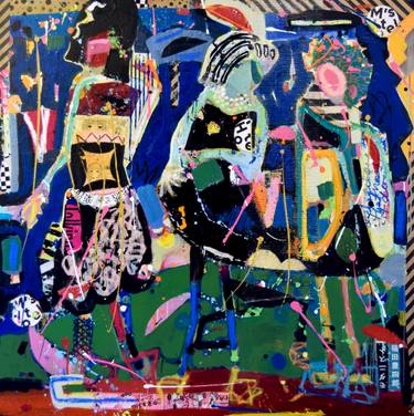 Original Abstract People Mixed Media by Ellen Dieter