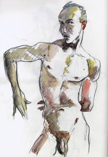 Original Figurative Men Drawings by Simon Goss