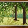 Framed in a wooden canvas floater frame.