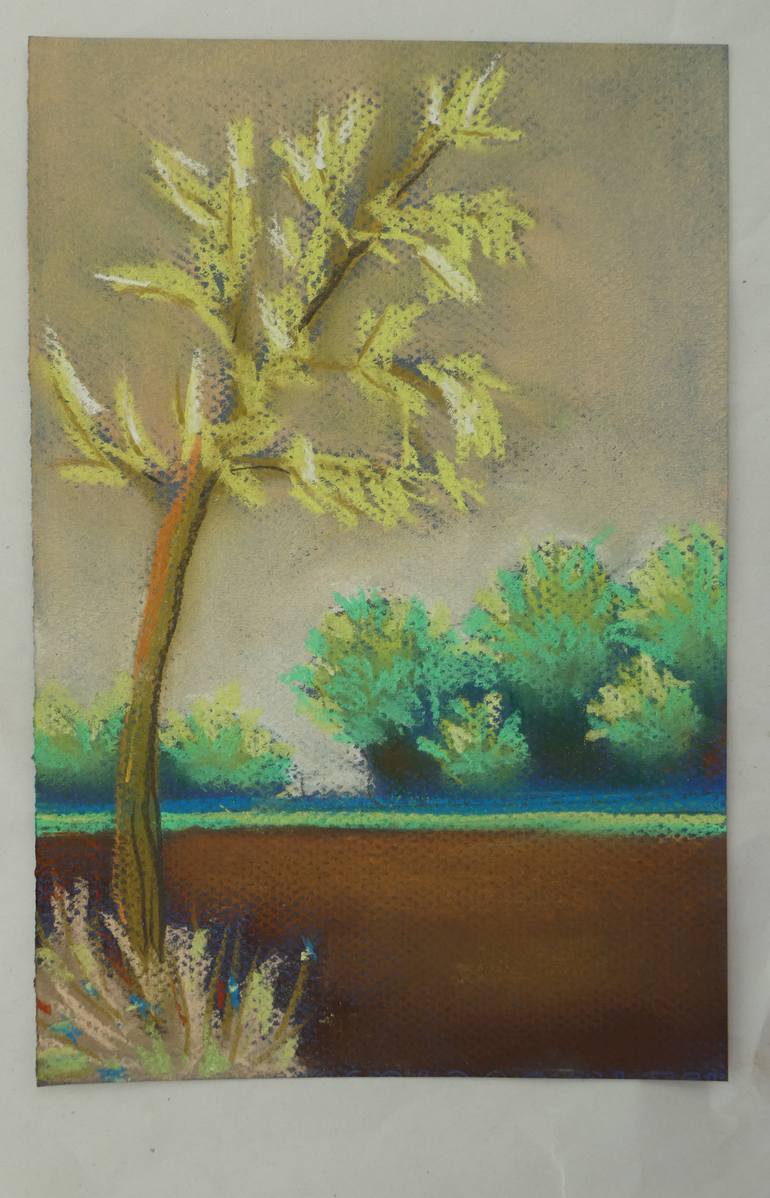 Original Abstract Landscape Drawing by Anneke Zwager