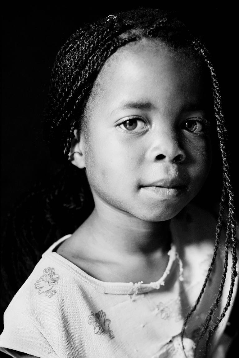 Braids Girl, Black and white African portrait of a girl Photography by ...