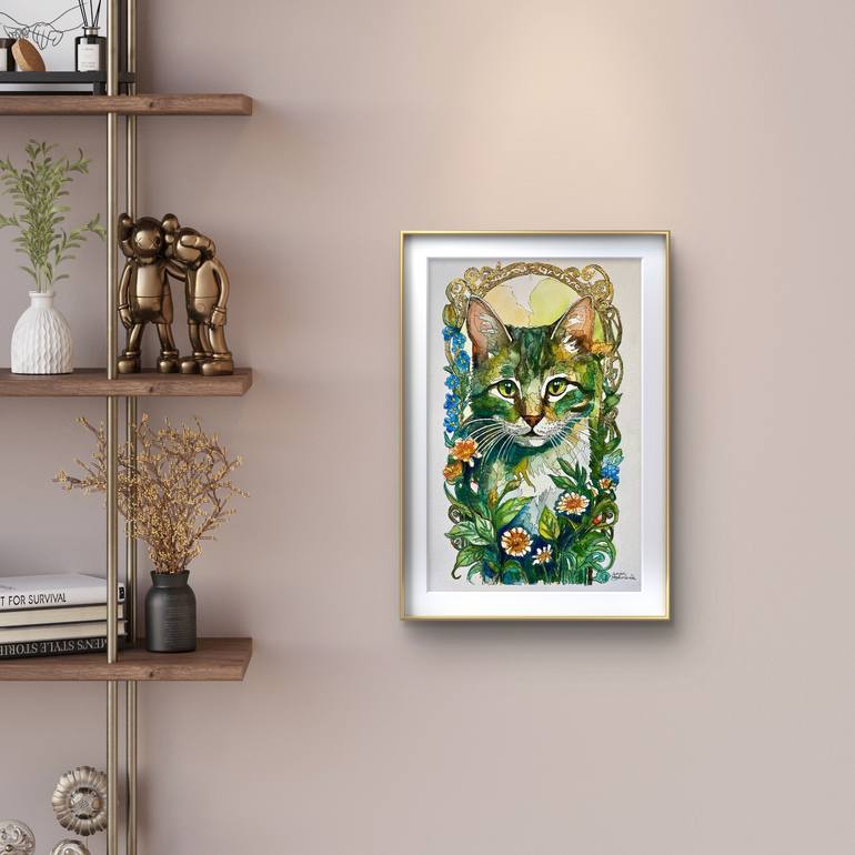 Original Art Nouveau Animal Mixed Media by Jennie Smallenbroek