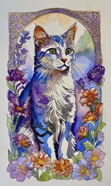 Original Art Nouveau Animal Mixed Media by Jennie Smallenbroek