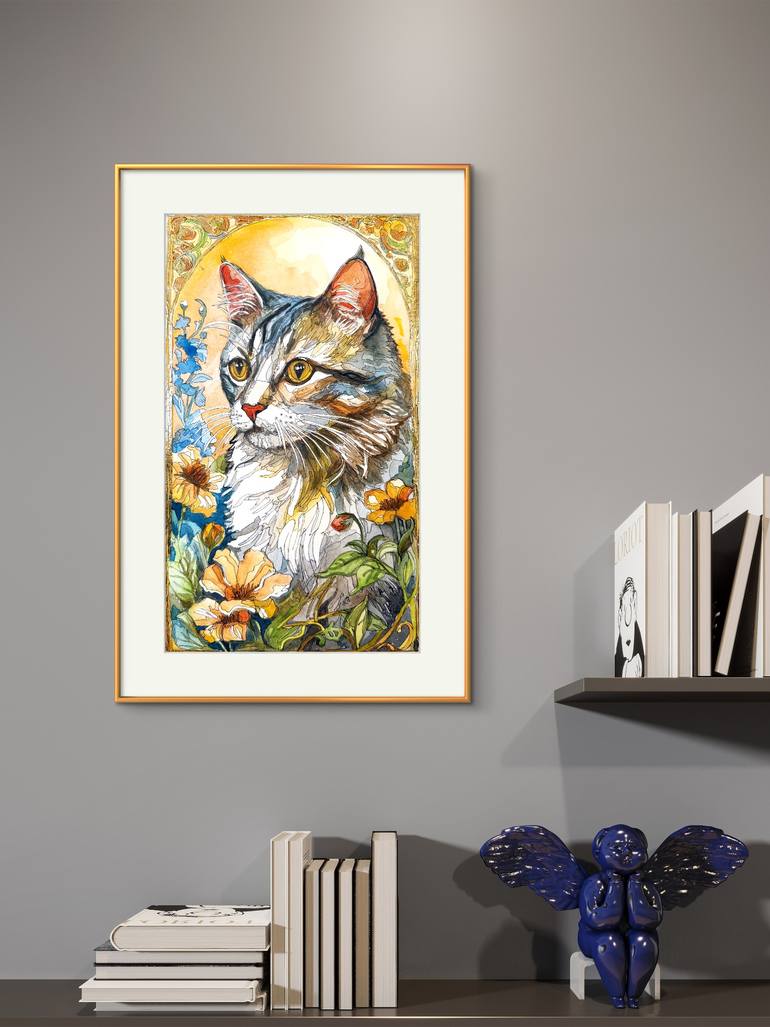 Original Art Nouveau Animal Mixed Media by Jennie Smallenbroek