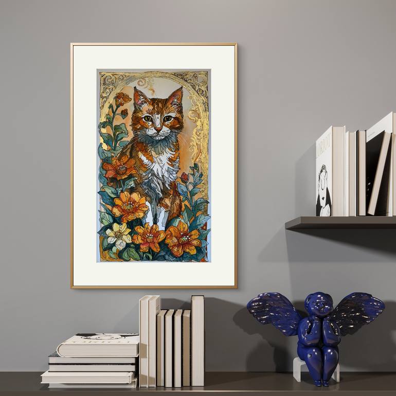Original Art Nouveau Animal Mixed Media by Jennie Smallenbroek