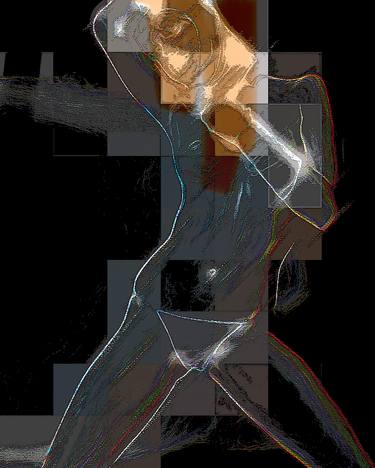 Original Abstract Nude Mixed Media by Hugo Mass