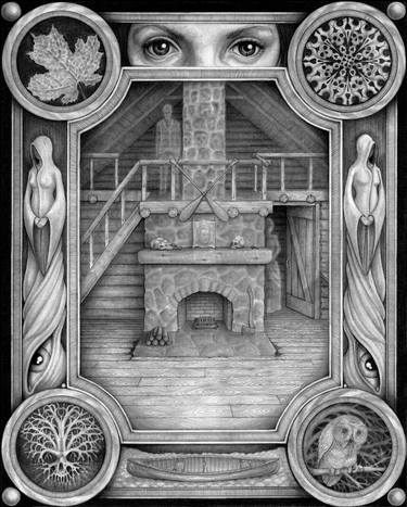 Original Surrealism Interiors Drawings by Adam Martin