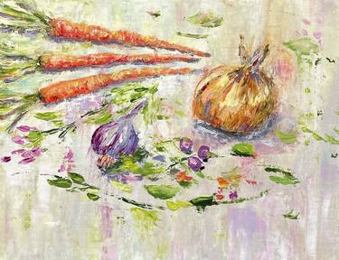 Saatchi Art Artist Carolyn Weir; Paintings, “Carrots Onion and Garlic Study 1” #art