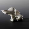 Abstract,Wheel thrown and altered porcelain,Fired to Cone 6,bare Porcelain , sanded.
Stand made out of clay,fired to Cone 6,painted.
The size includes the stand 
Sculpture:11 x19x13 cm
Stand : round D-14-16 cm  H- 4-6 cm