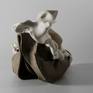 Abstract, Wheel thrown and altered porcelain and clay, Fired to Cone 6,bare Porcelain & clay, sanded.