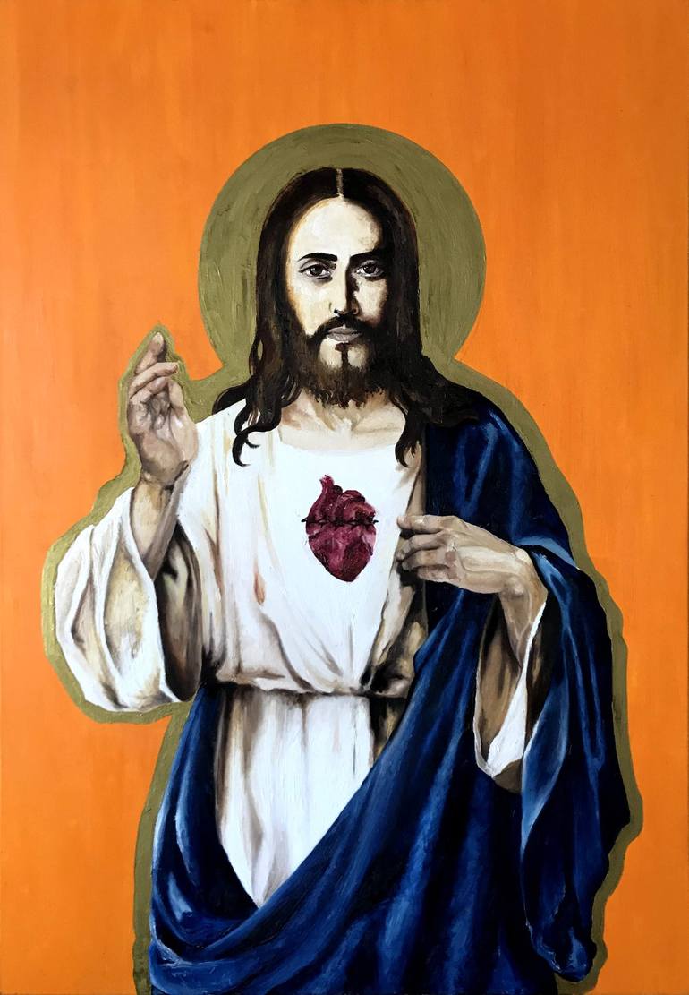 Sacred Heart Painting by Wedad Alamin | Saatchi Art