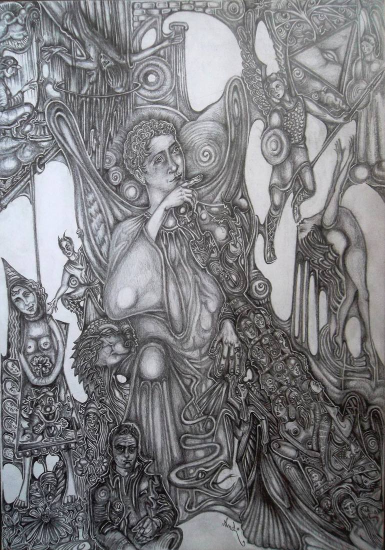 Lucifer on His Throne Drawing by Trocea Andrei | Saatchi Art