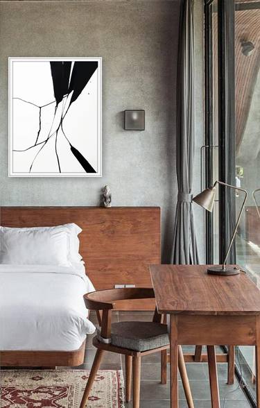Original Painting. Acrylic ink painting. Black and white. Modern. thumb