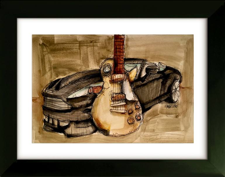Original Abstract Automobile Drawing by Sergio Lazo