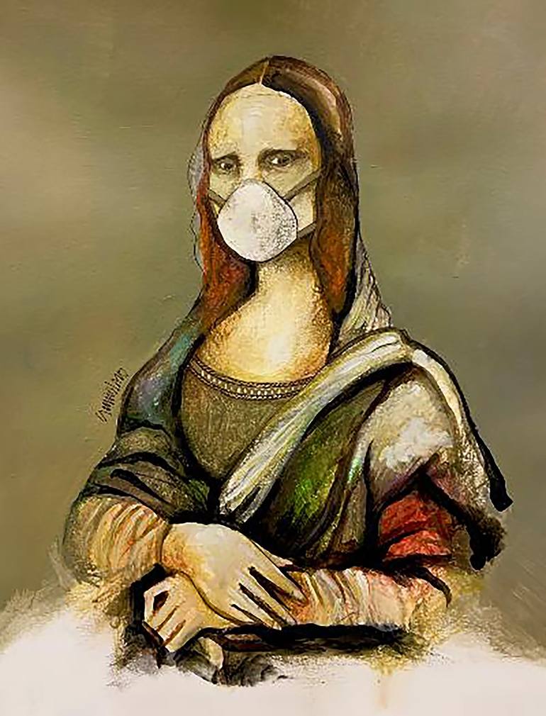 Recover Monalisa Painting Rockstar Mask On Stock Illustration