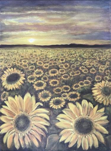 Sunset with sunflowes (sold) thumb