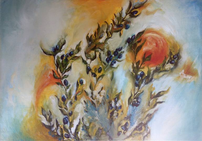 Original Landscape Painting by Eva Santi | Impressionism Art on Canvas | PLUM TREE AT THE SUNSET