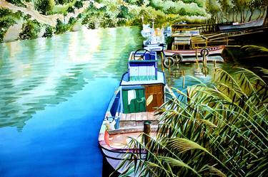 Original Boat Paintings by Cafer Arslan