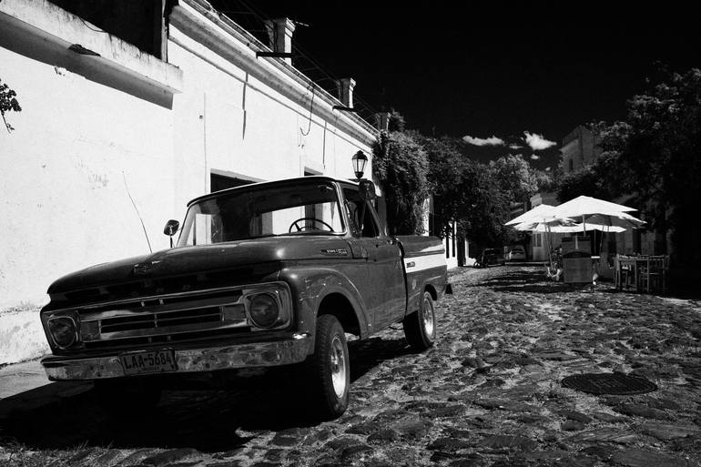 Old Ford Pickup Truck On Historic Paved Spanish Street Colonia Uruguay