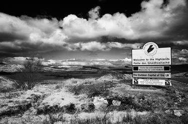 welcome to the highlands sign on the A82 in lochaber in Scotland UK thumb