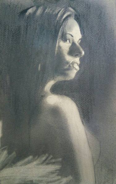 Original Figurative Portrait Drawings by Pedro Rodriguez Fernandez