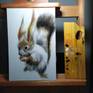 Painting oil on canvas of a squirrel. This artwork is sold unframed.