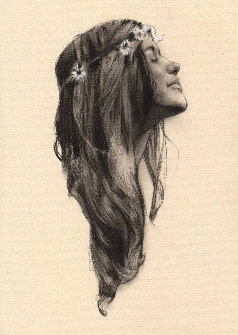Flowers in hair drawing