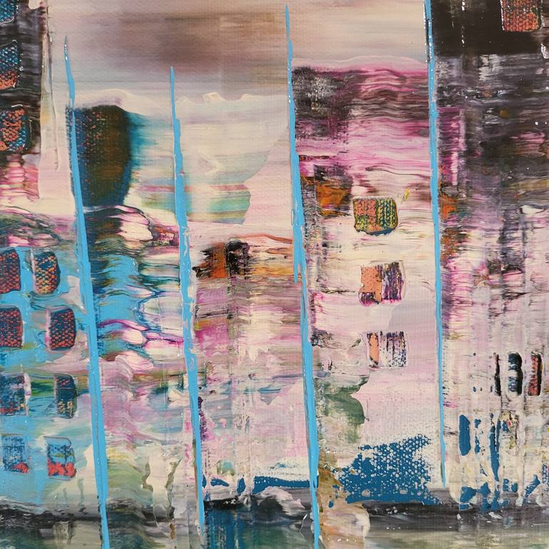 Original Abstract Cities Painting by Jean-Humbert Savoldelli