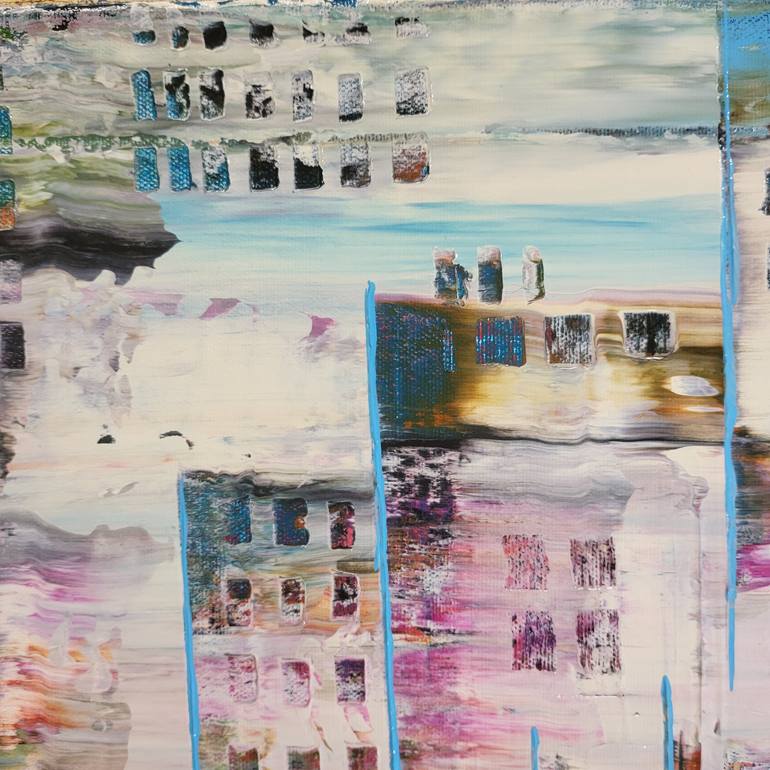 Original Abstract Cities Painting by Jean-Humbert Savoldelli