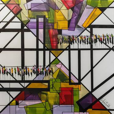 Original Abstract Geometric Paintings by Jean-Humbert Savoldelli