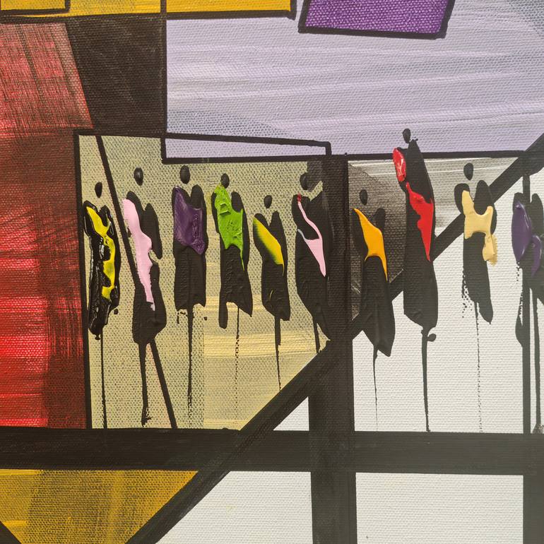 Original Abstract Geometric Painting by Jean-Humbert Savoldelli