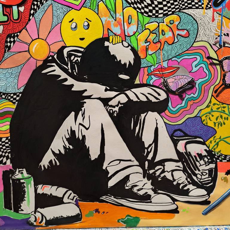 Original Pop Art Graffiti Painting by Jean-Humbert Savoldelli