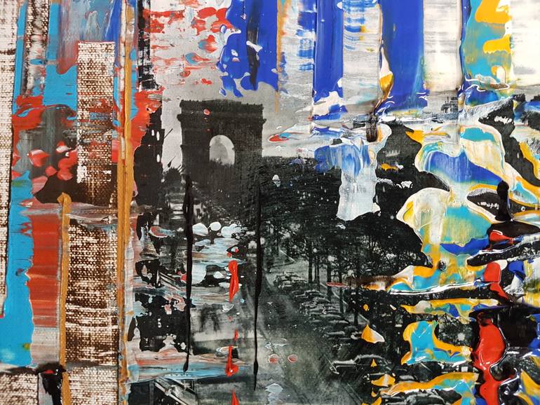 Original Abstract Cities Painting by Jean-Humbert Savoldelli
