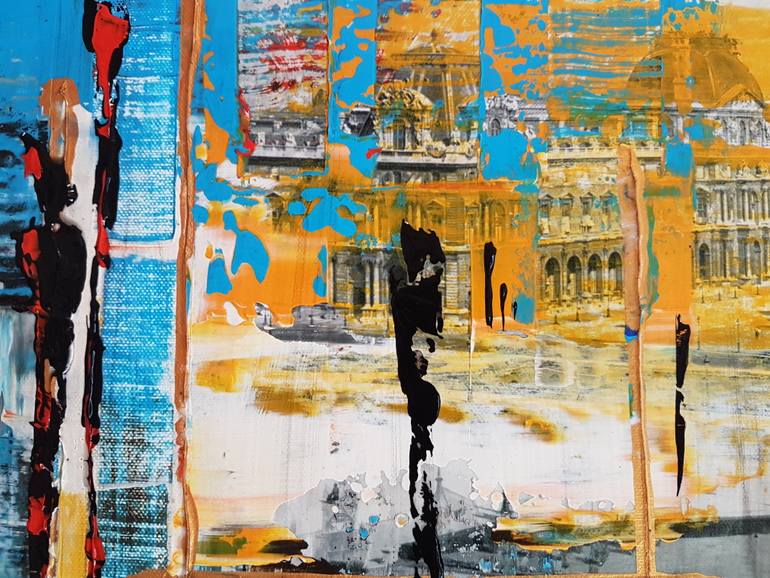 Original Abstract Cities Painting by Jean-Humbert Savoldelli