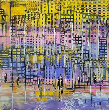 Original Abstract Expressionism Cities Paintings by jean-humbert savoldelli