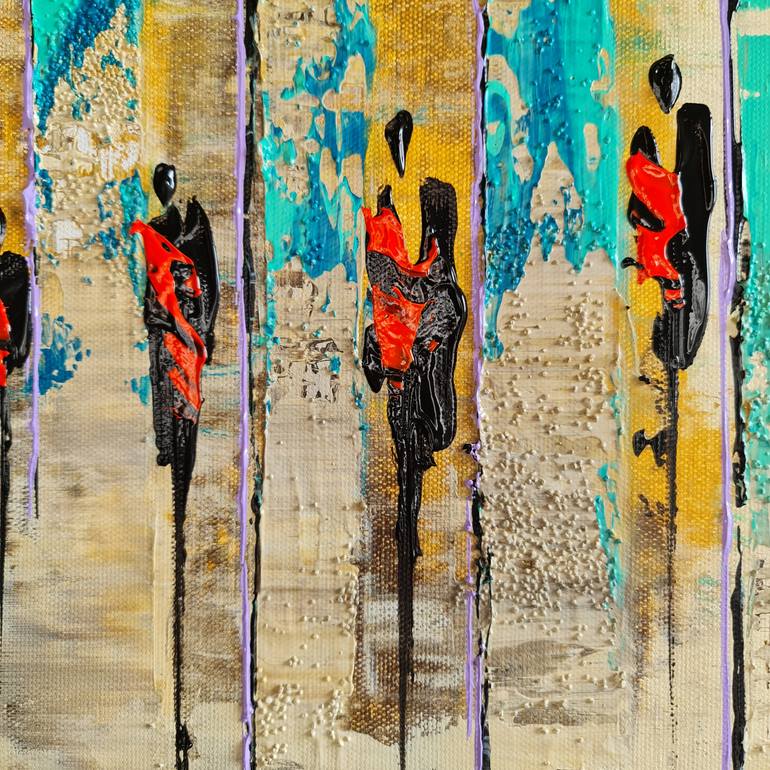 Original Abstract Expressionism People Painting by Jean-Humbert Savoldelli