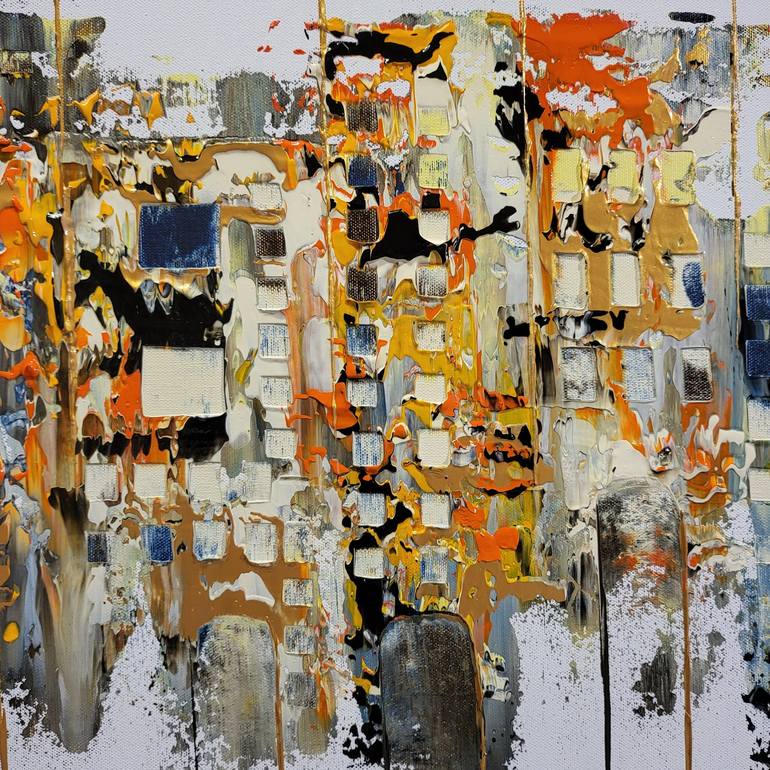 Original Abstract Cities Painting by jean-humbert savoldelli
