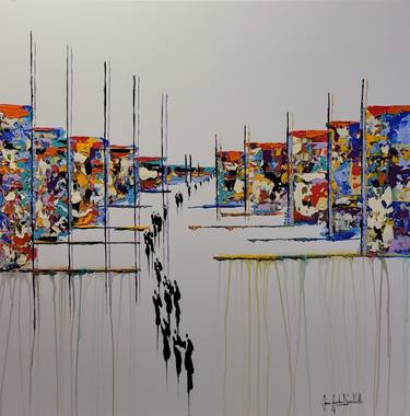 Original Abstract Cities Paintings by jean-humbert savoldelli