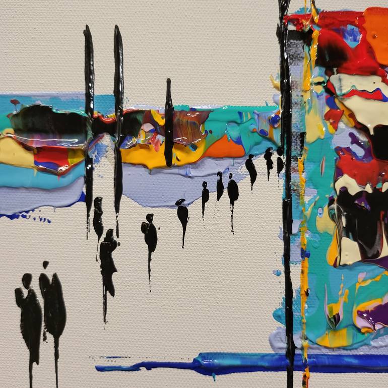 Original Abstract Cities Painting by Jean-Humbert Savoldelli